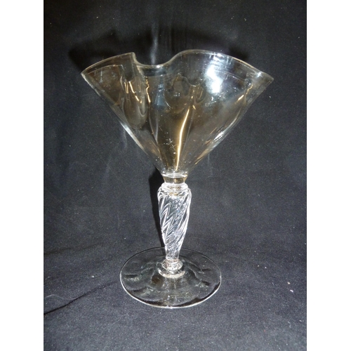 139 - James Powell and Sons, Whitefriars Ltd - two flint glass tazza: one low of convulvulous flower form;... 