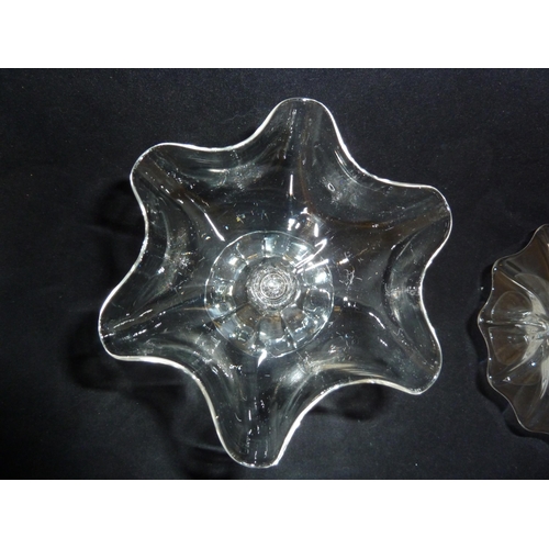 139 - James Powell and Sons, Whitefriars Ltd - two flint glass tazza: one low of convulvulous flower form;... 