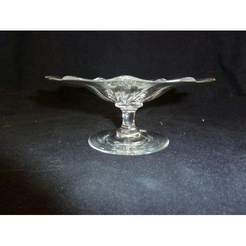 139 - James Powell and Sons, Whitefriars Ltd - two flint glass tazza: one low of convulvulous flower form;... 