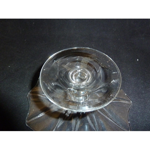 139 - James Powell and Sons, Whitefriars Ltd - two flint glass tazza: one low of convulvulous flower form;... 