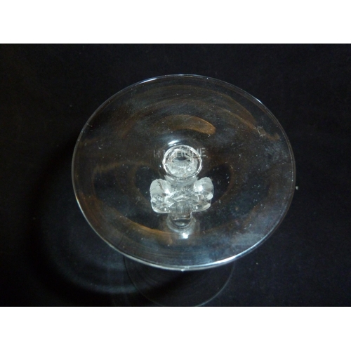 34 - R Lalique - Molsheim pattern, a red wine glass, the trumpet bowl on a stem with complex knot and upo... 