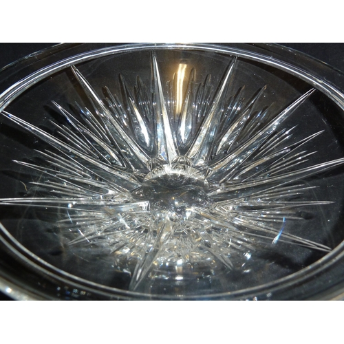 15 - Stuart - an Art Deco sunburst pattern glass centerpiece bowl, colourless glass, acid cut mark of STU... 