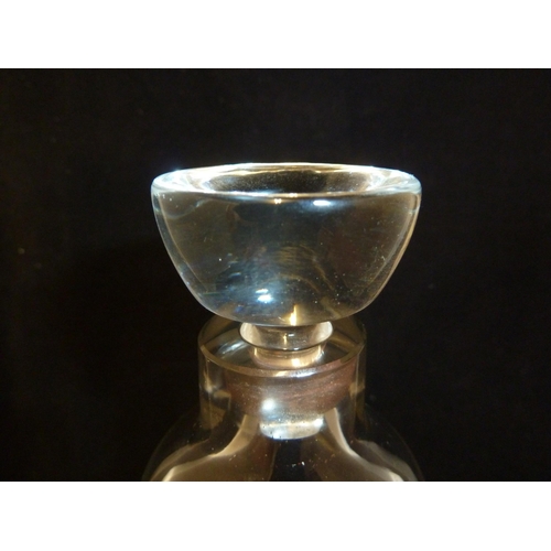 222 - Vladimir Zahour - a random cut decanter and stopper, of tapered cylindrical form, colourless glass, ... 