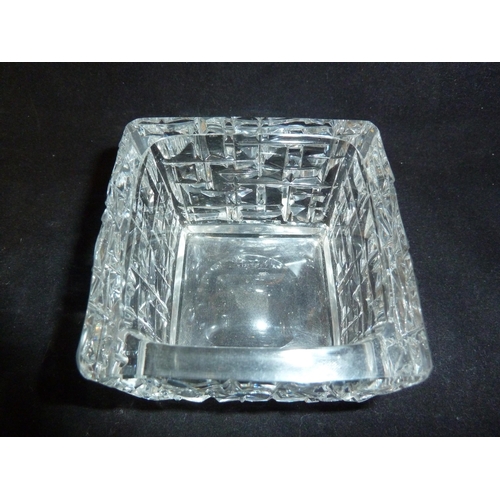 223 - Vladimir Zahour - a square glass bowl of random mitre cutting, artists monogramme to base, 9cm squar... 