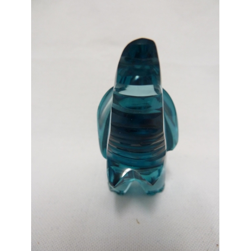 72 - Moser - a glass elephant figure, in the rare earth colour- beryl, blue/green colour, 12cm max