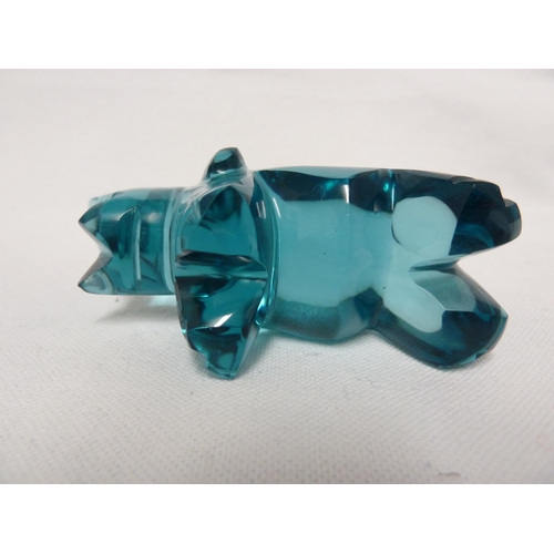 72 - Moser - a glass elephant figure, in the rare earth colour- beryl, blue/green colour, 12cm max