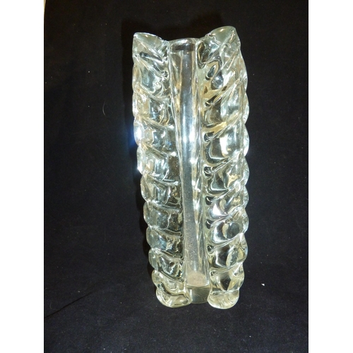 181 - Barovier - a glass cylinder vase, with hot worked ripple columns, colourless glass, 25.5cm max