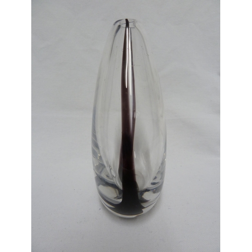 200 - Vikke Lindstrand for Kosta - a large black stripe pebble glass vase, Engraved to base Kosta L H 1238... 