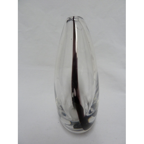 200 - Vikke Lindstrand for Kosta - a large black stripe pebble glass vase, Engraved to base Kosta L H 1238... 