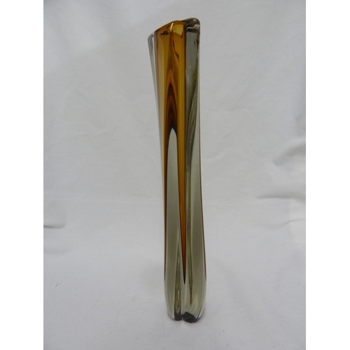 217 - Armando Jacobino for Oy Kumela - a twisted solifleur vase, of cased amber glass, marked Oy Kumela an... 