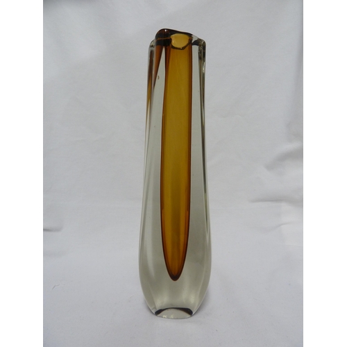 217 - Armando Jacobino for Oy Kumela - a twisted solifleur vase, of cased amber glass, marked Oy Kumela an... 