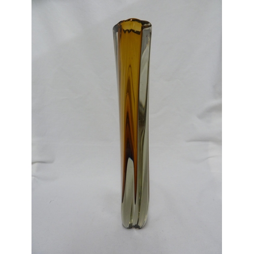 217 - Armando Jacobino for Oy Kumela - a twisted solifleur vase, of cased amber glass, marked Oy Kumela an... 