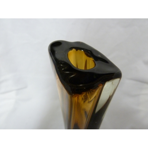 217 - Armando Jacobino for Oy Kumela - a twisted solifleur vase, of cased amber glass, marked Oy Kumela an... 