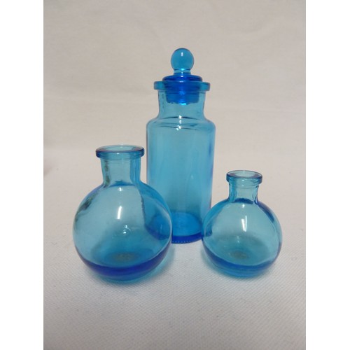 68 - Bohemian and others - a group of miniature glass items, Comprising: a Bohemian opaline glass bottle ... 