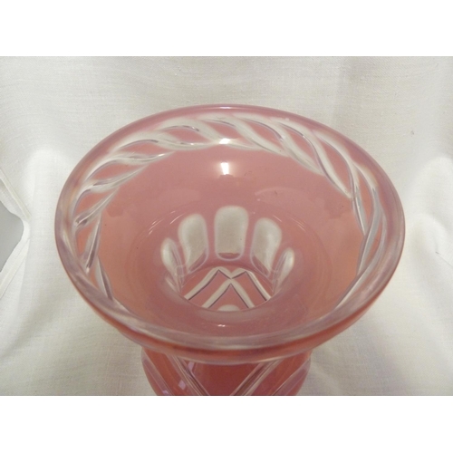 43 - Russian Glass - a gorge de pigeon pink overlay glass vase, the iridescent pink cut through to colour... 