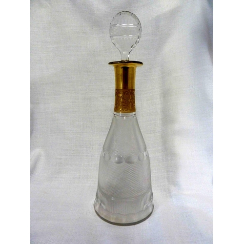 73 - Moser - a Splendide pattern decanter and stopper, of large mallet form, the body cut with a band of ... 