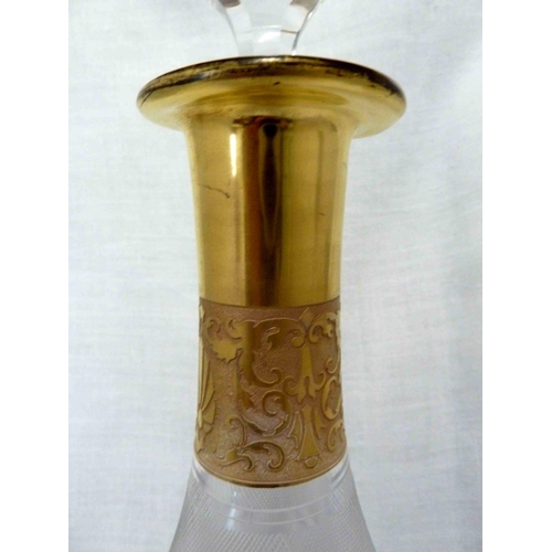 73 - Moser - a Splendide pattern decanter and stopper, of large mallet form, the body cut with a band of ... 