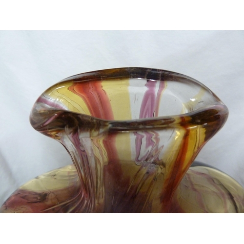 235 - Pavel Hlava - Untitled, a blown glass vessel, of flask form with short neck and double spout,  with ... 