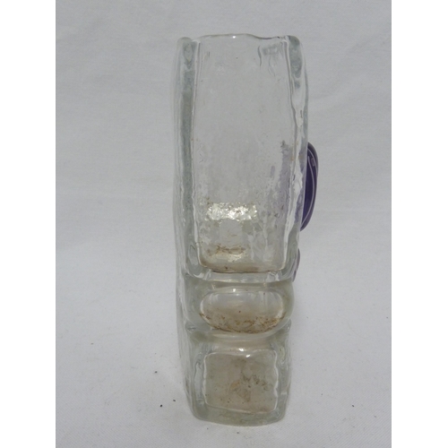 233 - Pavel Hlava - a purple spot vase, the body of textured colourless glass and of rectangular section, ... 