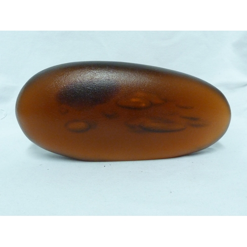 228 - Vladimir Jelinek for Skrdlovice - a Unica amber or Vzar Topas coloured glass 'pebble' with bubble in... 