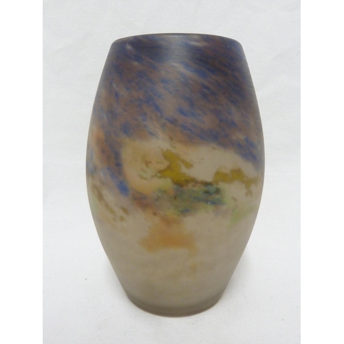 12 - Muller Freres - a marbled glass vase, predominantly of mauve and pink colours, acid etched mark to s... 