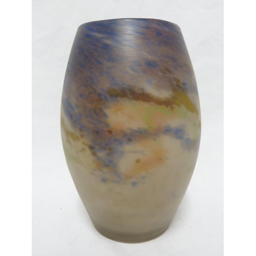 12 - Muller Freres - a marbled glass vase, predominantly of mauve and pink colours, acid etched mark to s... 