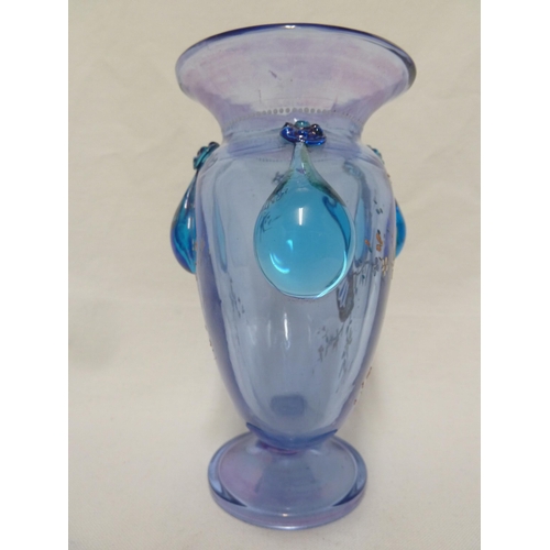 74 - Moser style - a glass moon flask vase, possibly by Auguste Jean of blue with purple iridescence, the... 