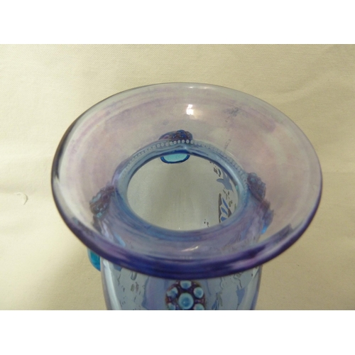 74 - Moser style - a glass moon flask vase, possibly by Auguste Jean of blue with purple iridescence, the... 