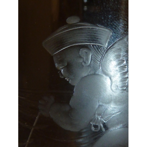 110 - English Glass - each finely engraved with a Chinese cherub angel in flight wearing a Mandarin hat an... 