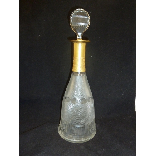 73 - Moser - a Splendide pattern decanter and stopper, of large mallet form, the body cut with a band of ... 