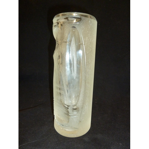 230 - Oldrich Lipa for Moser - a Unica cylinder vase in colourless glass cut and frosted with a random cut... 