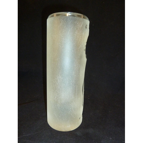 230 - Oldrich Lipa for Moser - a Unica cylinder vase in colourless glass cut and frosted with a random cut... 