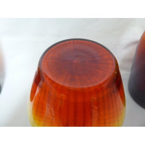 240 - Jan Gabrhel for Chlum u Trebone - Four Garnet glass vases, each graduating from red to yellow glass,... 