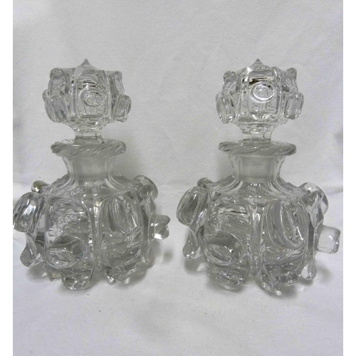 42 - Baccarat for the Russian Market - two decanters and stoppers in Brutalist style, the bodies deeply c... 