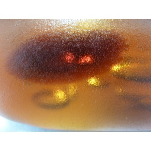 228 - Vladimir Jelinek for Skrdlovice - a Unica amber or Vzar Topas coloured glass 'pebble' with bubble in... 