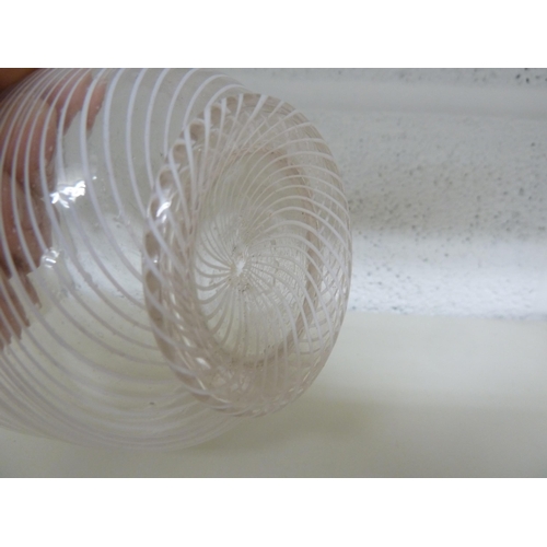 249 - A facon de Venise glass bowl, circular with barbed rim, white spiral latticino within colourless bod... 