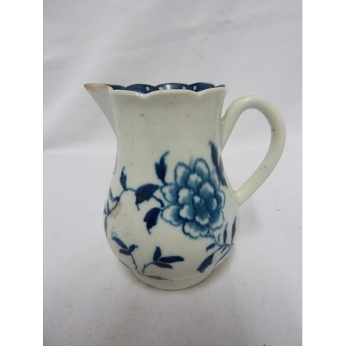 250 - A Worcester porcelain sparrow beak cream jug, painted with the Scalloped Peony pattern, of baluster ... 