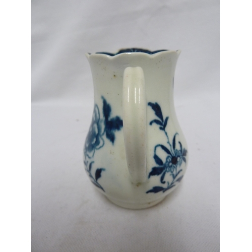 250 - A Worcester porcelain sparrow beak cream jug, painted with the Scalloped Peony pattern, of baluster ... 