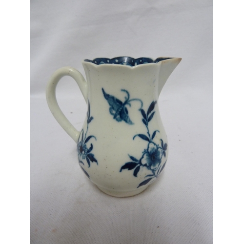 250 - A Worcester porcelain sparrow beak cream jug, painted with the Scalloped Peony pattern, of baluster ... 