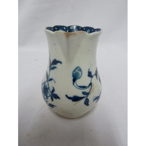 250 - A Worcester porcelain sparrow beak cream jug, painted with the Scalloped Peony pattern, of baluster ... 