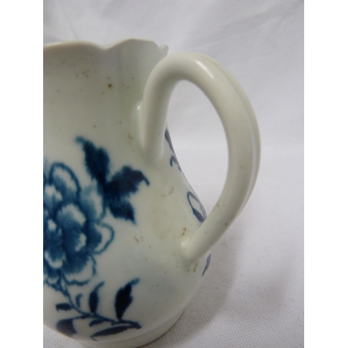 250 - A Worcester porcelain sparrow beak cream jug, painted with the Scalloped Peony pattern, of baluster ... 