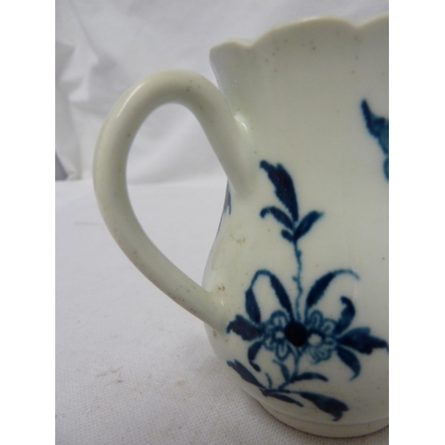 250 - A Worcester porcelain sparrow beak cream jug, painted with the Scalloped Peony pattern, of baluster ... 