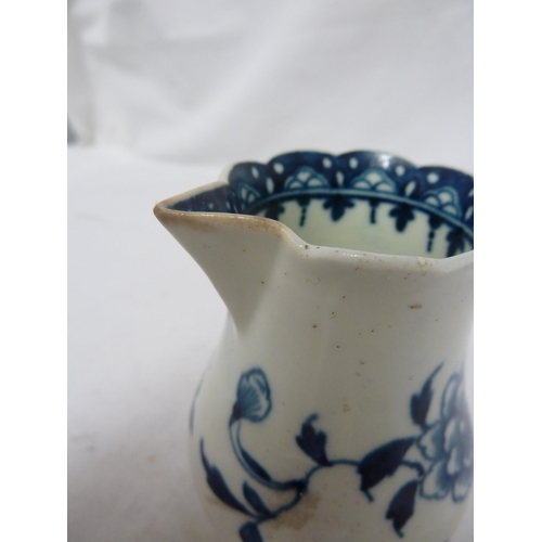 250 - A Worcester porcelain sparrow beak cream jug, painted with the Scalloped Peony pattern, of baluster ... 