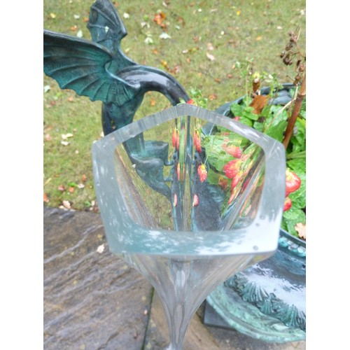 251 - English Glass - a tall colourless glass lily vase, on star form foot, 98 cm high approx