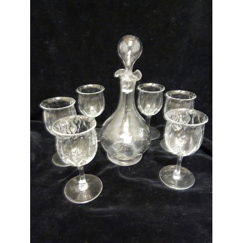 254 - A Thomas Webb teardrop pattern glass liqueur set comprising 6 glasses and a decanter and stopper (8)