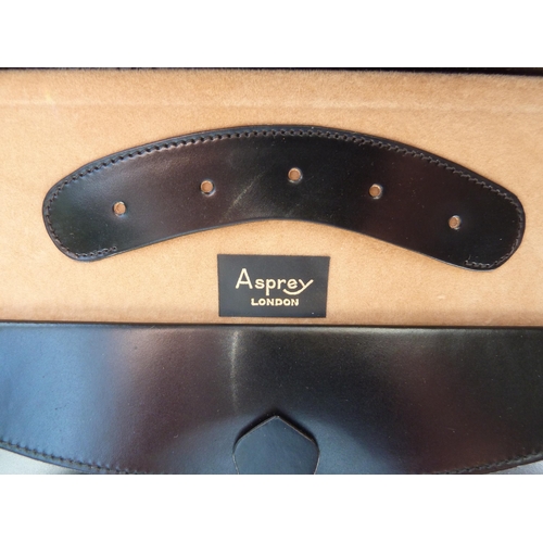 51 - An Asprey black leather jewel case, with key, 25.5cm max (2)