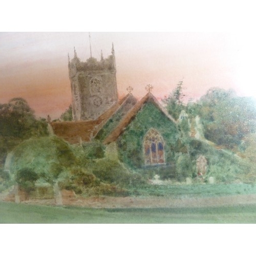 127 - WITHDRAWN - H. Sylvester Stannard - Peace, Sandringham Church at Eventide, watercolour, signed botto... 