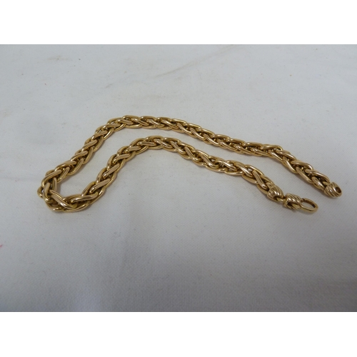 15 - A yellow metal fancy link necklace, marked 14K Italy, 42cm long, 41.7grms approx.