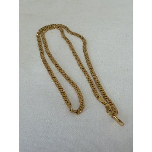 23 - A hallmarked 9ct yellow gold flat link necklace, 56cm long, 19.6grms