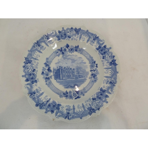 166 - A Mason's Patent Ironstone dish, printed in blue with the Provost's Lodge, King's College, Cambridge... 